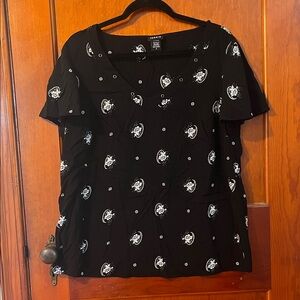 Torrid Black and White Patterned Blouse
